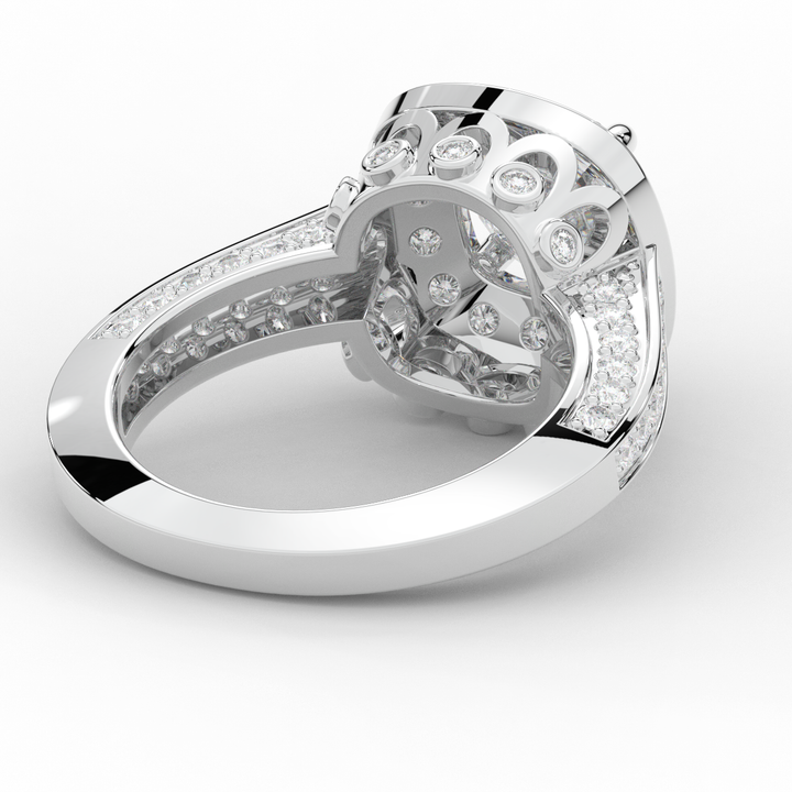 1.50CT.TW ROUND LAB DIAMOND HALO ENGAGEMENT RING