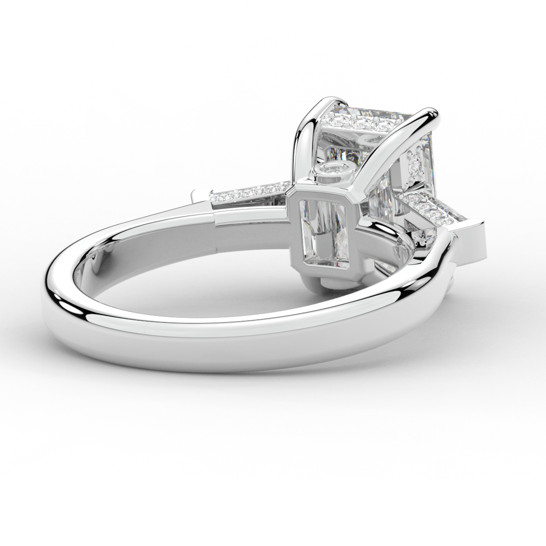 3.45CT.TW RADIANT LAB DIAMOND 3 STONE ENGAGEMENT RING