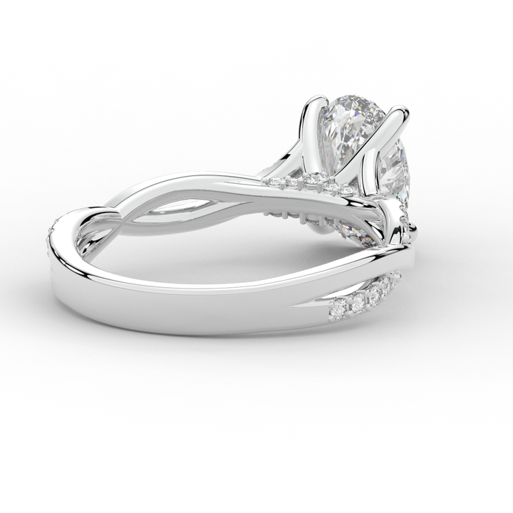 1.70CT.TW OVAL LAB DIAMOND TWIST BAND ENGAGEMENT RING