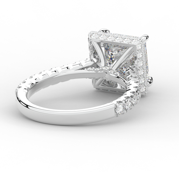 3.90CT.TW PRINCESS LAB DIAMOND HALO ENGAGEMENT RING