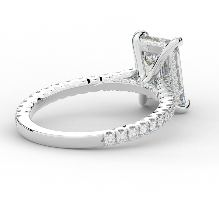 3.50CT.TW EMERALD CUT LAB DIAMOND UNDERHALO SOLITAIRE ENGAGEMENT RING