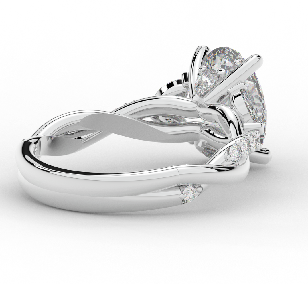 2.40CT.TW OVAL LAB DIAMOND TWIST ENGAGEMENT RING