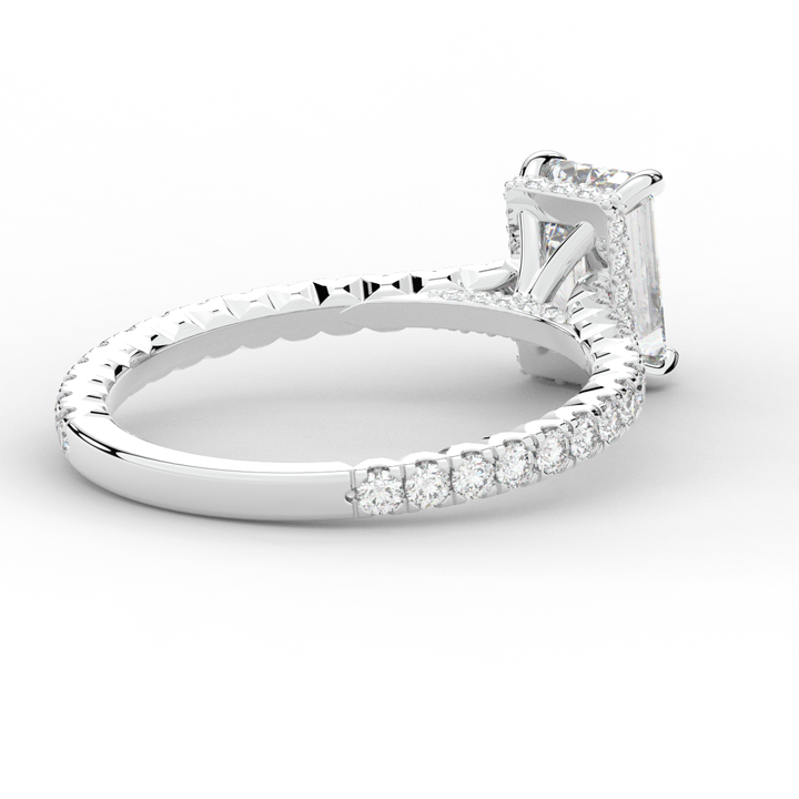 2.10CT.TW EMERALD CUT LAB DIAMOND UNDERHALO SOLITAIRE ENGAGEMENT RING