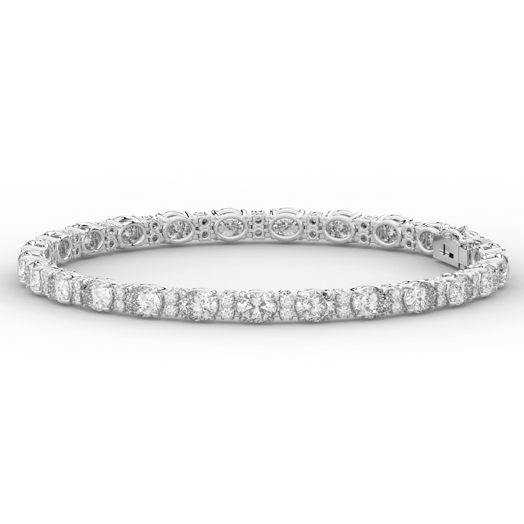 9.25CT.TW OVAL AND ROUND LAB DIAMOND TENNIS BRACELET - Nazarelle