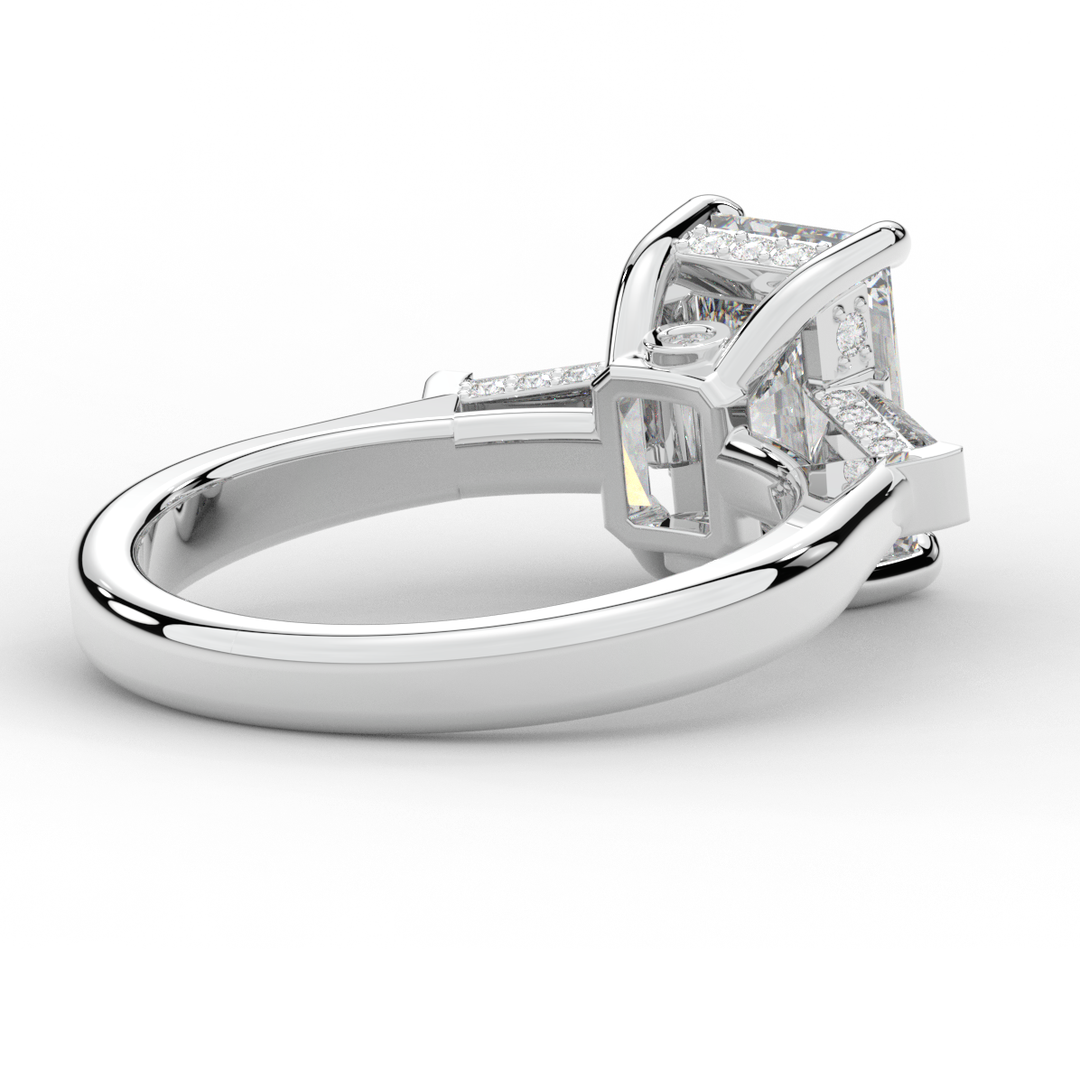 3.45CT.TW RADIANT LAB DIAMOND 3 STONE ENGAGEMENT RING