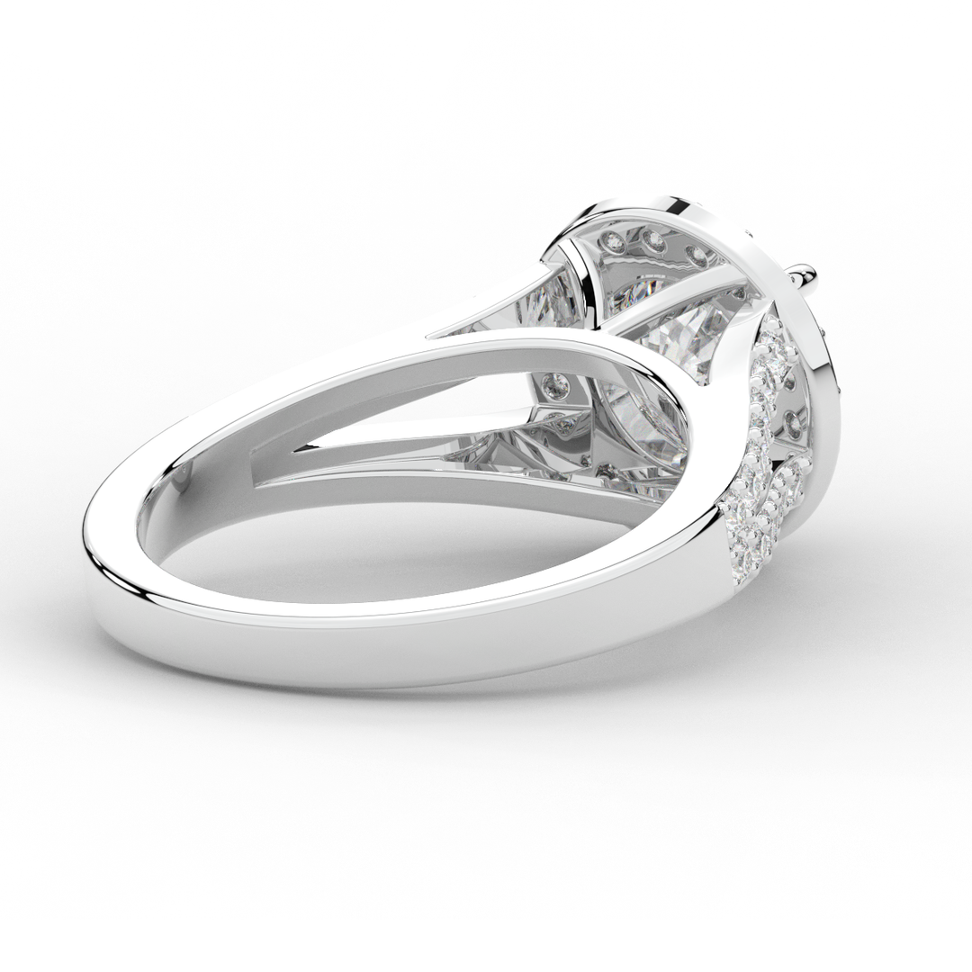 2.50CT.TW ROUND LAB DIAMOND SPLIT SHANK HALO ENGAGEMENT RING - Nazarelle