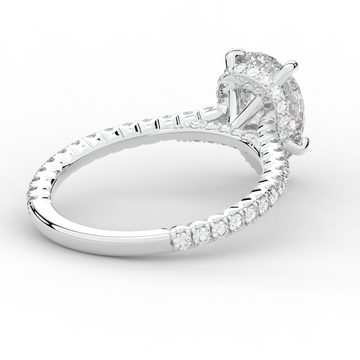 2.50CT.TW PEAR LAB DIAMOND UNDERHALO SOLITAIRE ENGAGEMENT RING