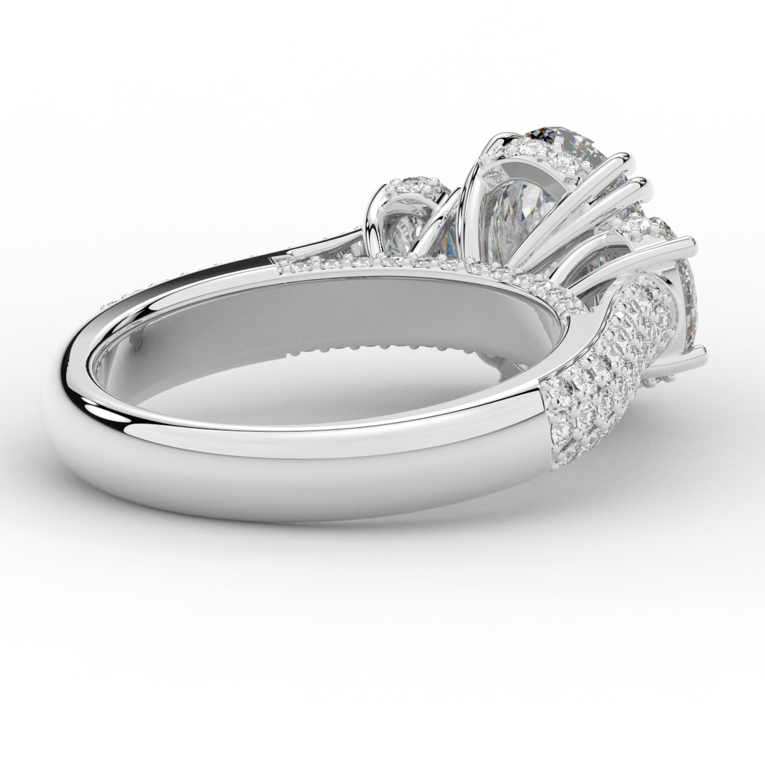 3.70CT.TW OVAL LAB DIAMOND 3 STONE ENGAGEMENT RING