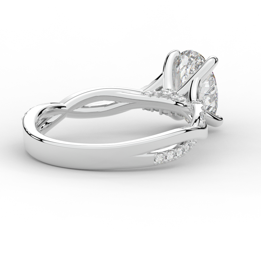 1.70CT.TW OVAL LAB DIAMOND TWIST BAND ENGAGEMENT RING