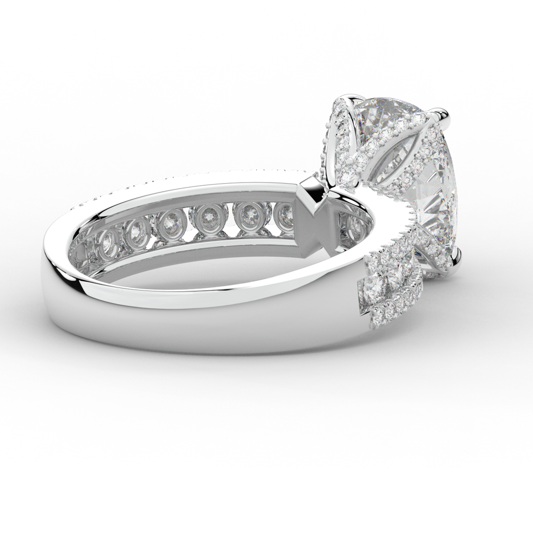 3.95CT.TW CUSHION LAB DIAMOND SOLITAIRE ENGAGEMENT RING