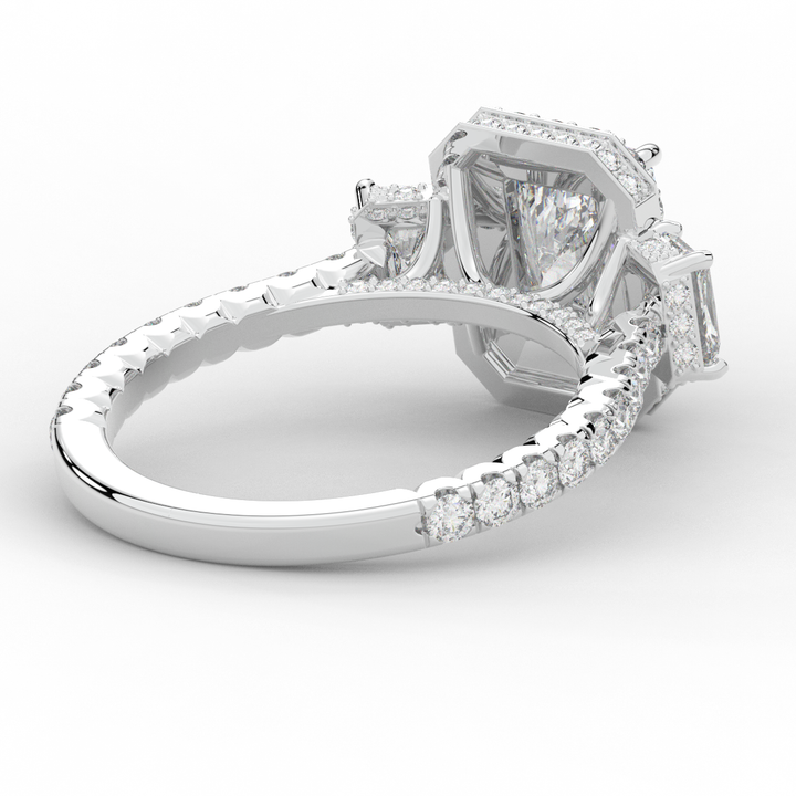 3.20CT.TW RADIANT LAB DIAMOND 3 STONE ENGAGEMENT RING