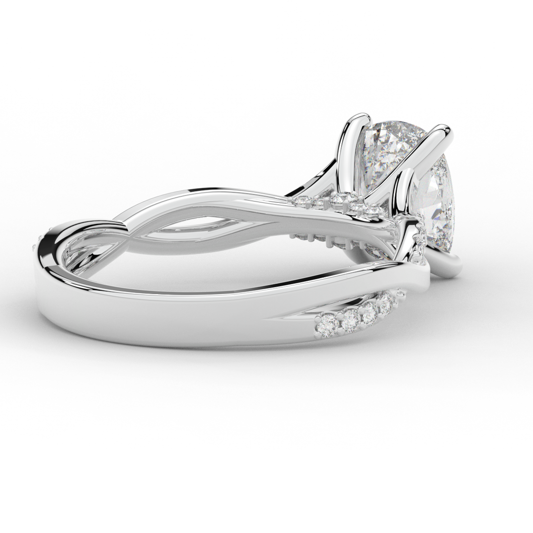 1.70CT.TW CUSHION LAB DIAMOND TWIST BAND ENGAGEMENT RING