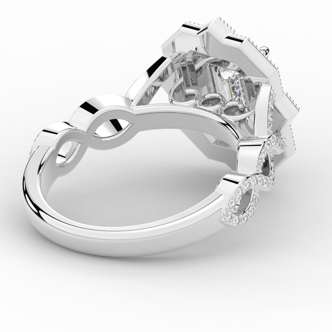 1.90CT.TW EMERALD CUT LAB DIAMOND HALO ENGAGEMENT RING