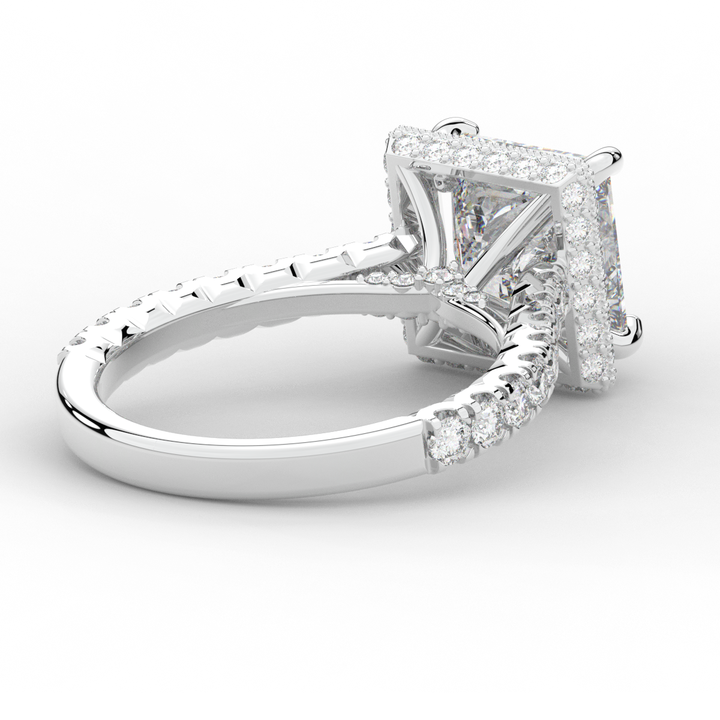 3.90CT.TW PRINCESS LAB DIAMOND HALO ENGAGEMENT RING