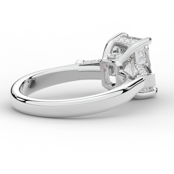 3.45CT.TW RADIANT LAB DIAMOND 3 STONE ENGAGEMENT RING