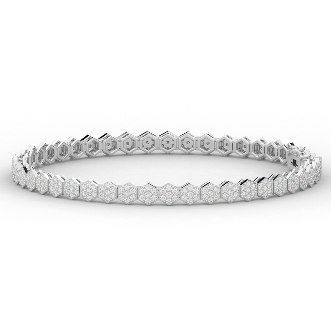 2.50CT.TW ROUND LAB DIAMOND CLUSTER TENNIS BRACELET - Nazarelle