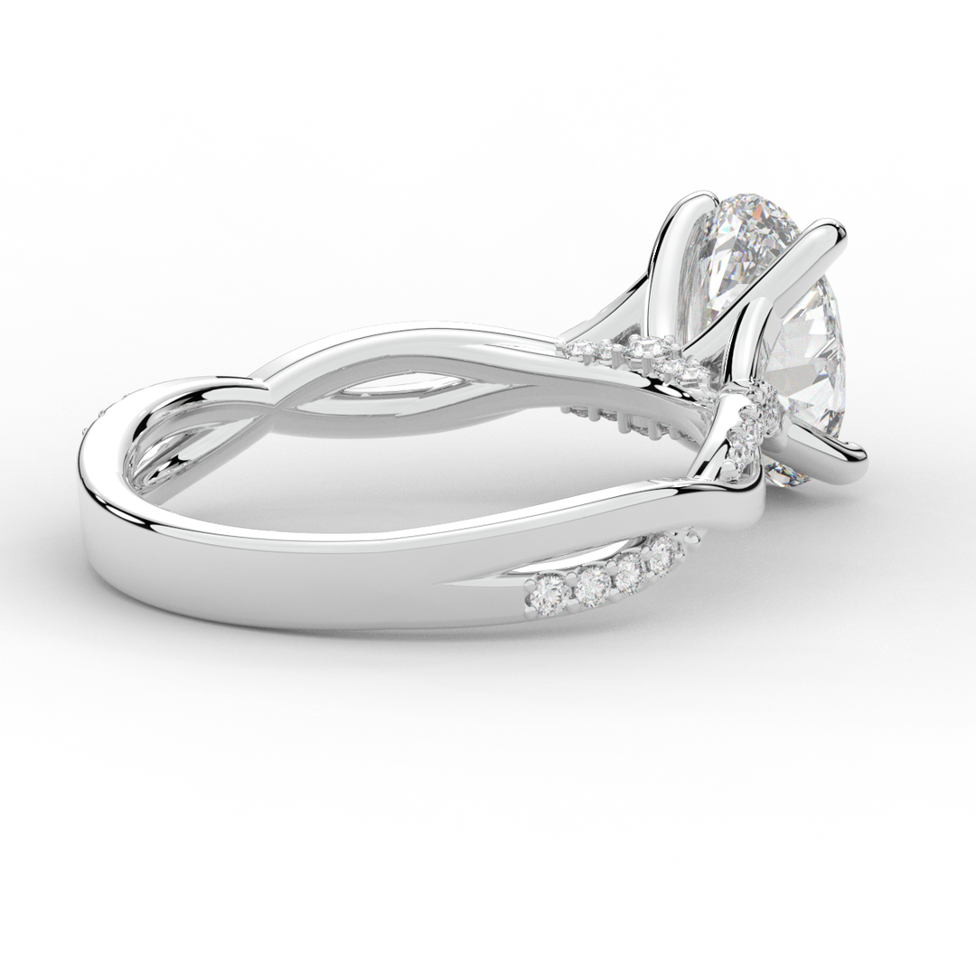 1.70CT.TW OVAL LAB DIAMOND TWIST BAND ENGAGEMENT RING