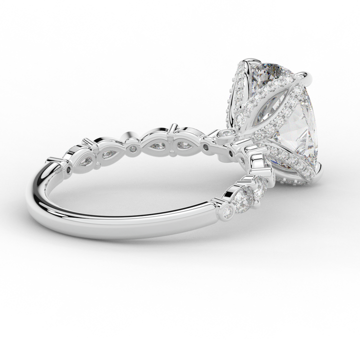 3.60CT.TW CUSHION LAB DIAMOND SOLITAIRE ENGAGEMENT RING