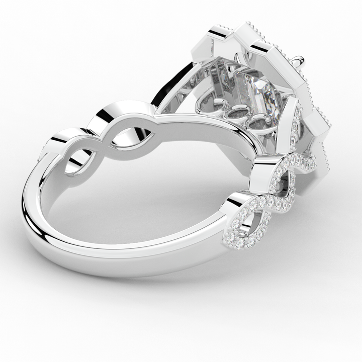 1.90CT.TW EMERALD CUT LAB DIAMOND HALO ENGAGEMENT RING