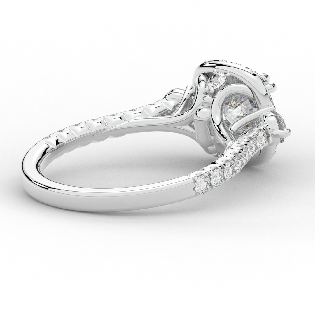 1.75CT.TW ROUND LAB DIAMOND HALO ENGAGEMENT RING