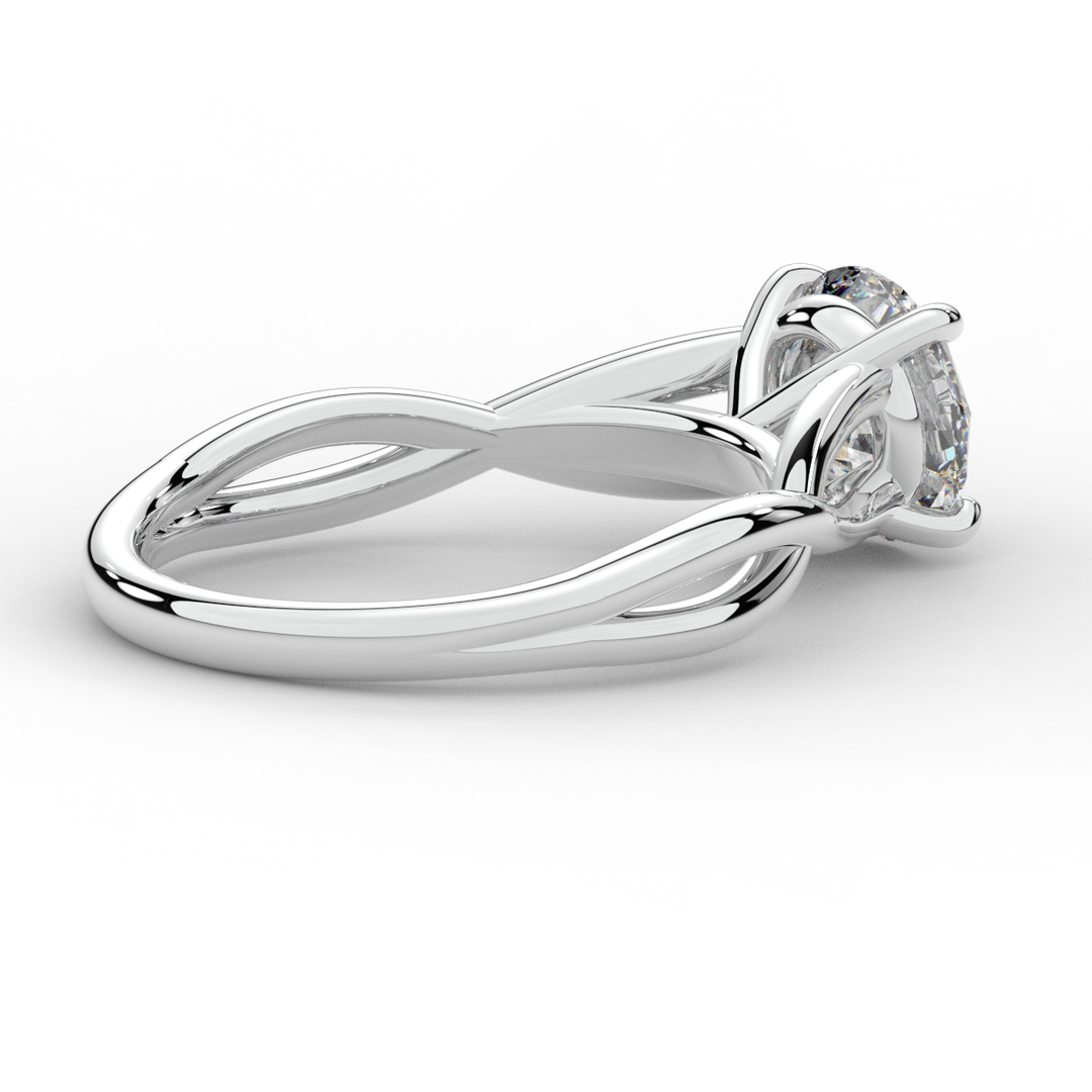 1.50CT ROUND LAB DIAMOND SOLITAIRE TWIST BAND ENGAGEMENT RING - Nazarelle