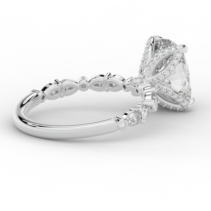 3.60CT.TW CUSHION LAB DIAMOND SOLITAIRE ENGAGEMENT RING