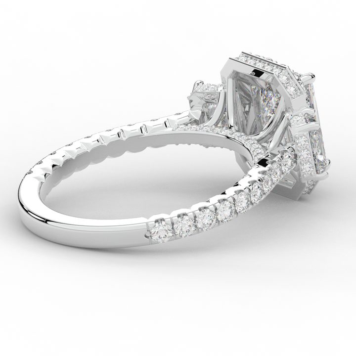 3.20CT.TW RADIANT LAB DIAMOND 3 STONE ENGAGEMENT RING