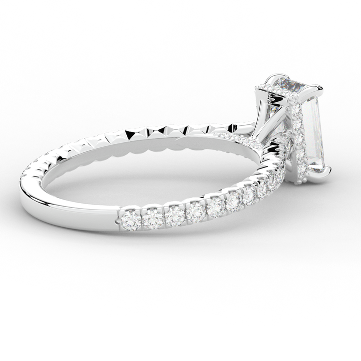 2.10CT.TW EMERALD CUT LAB DIAMOND UNDERHALO SOLITAIRE ENGAGEMENT RING