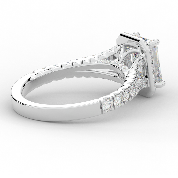 2.60CT.TW RADIANT LAB DIAMOND SPLIT SHANK HALO ENGAGEMENT RING