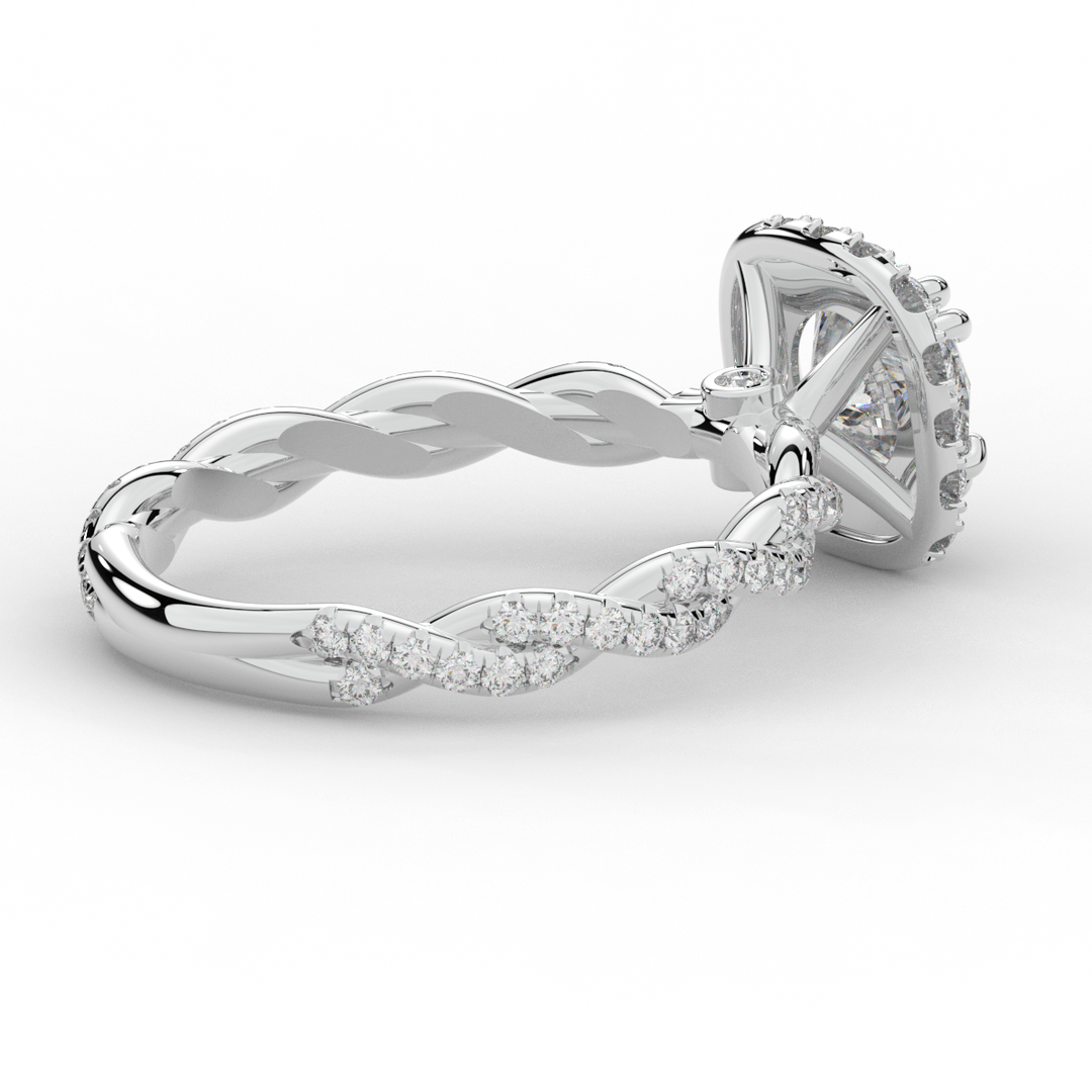 1.55CT.TW ROUND LAB DIAMOND HALO TWIST ENGAGEMENT RING