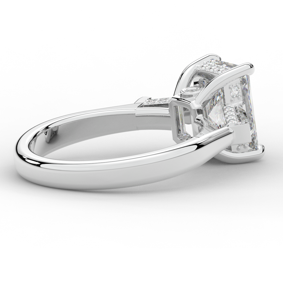 3.45CT.TW RADIANT LAB DIAMOND 3 STONE ENGAGEMENT RING