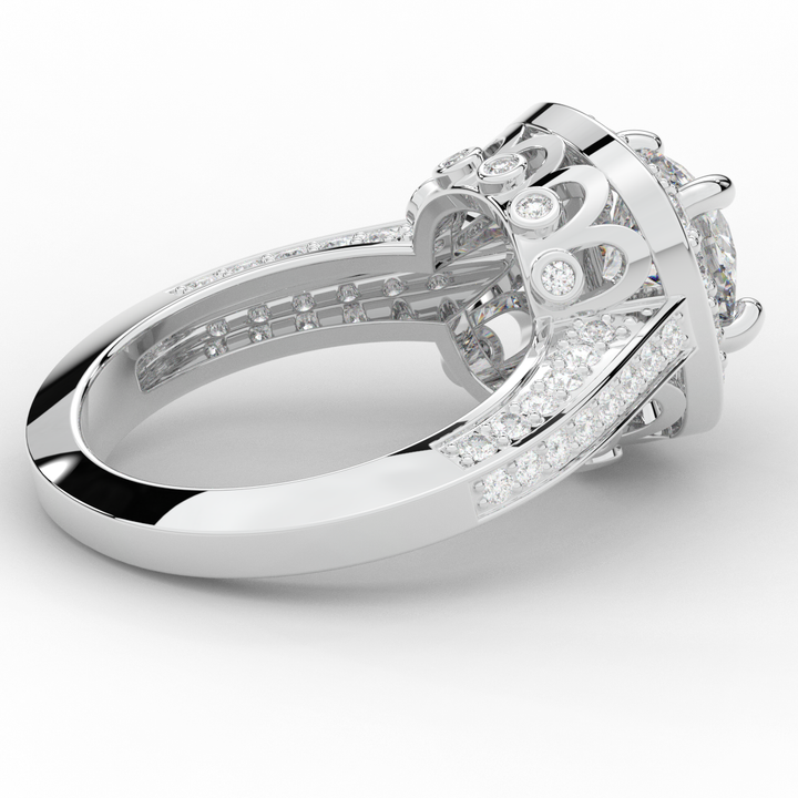 1.50CT.TW ROUND LAB DIAMOND HALO ENGAGEMENT RING