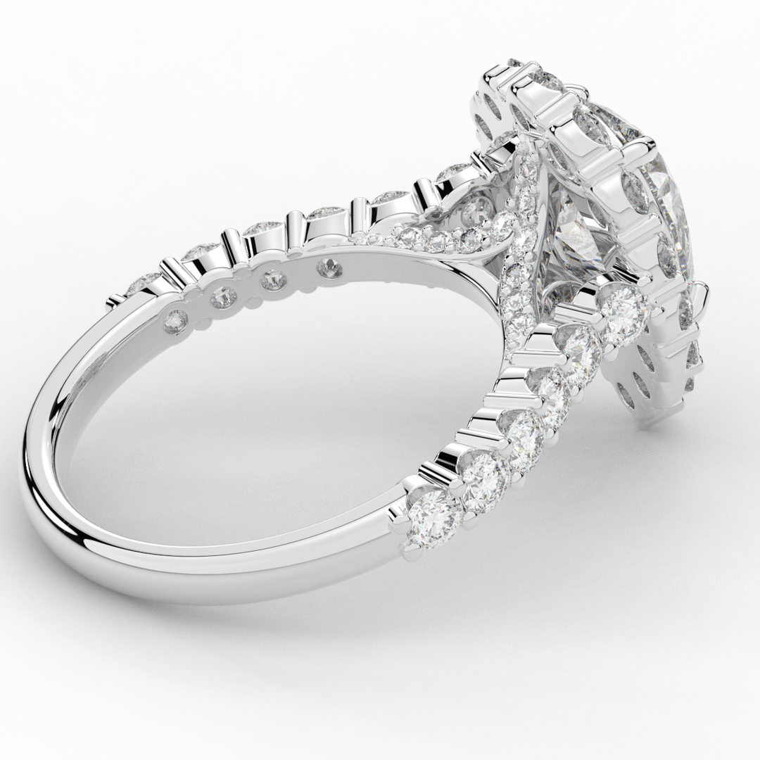 3.10CT.TW PEAR LAB DIAMOND HALO ENGAGEMENT RING