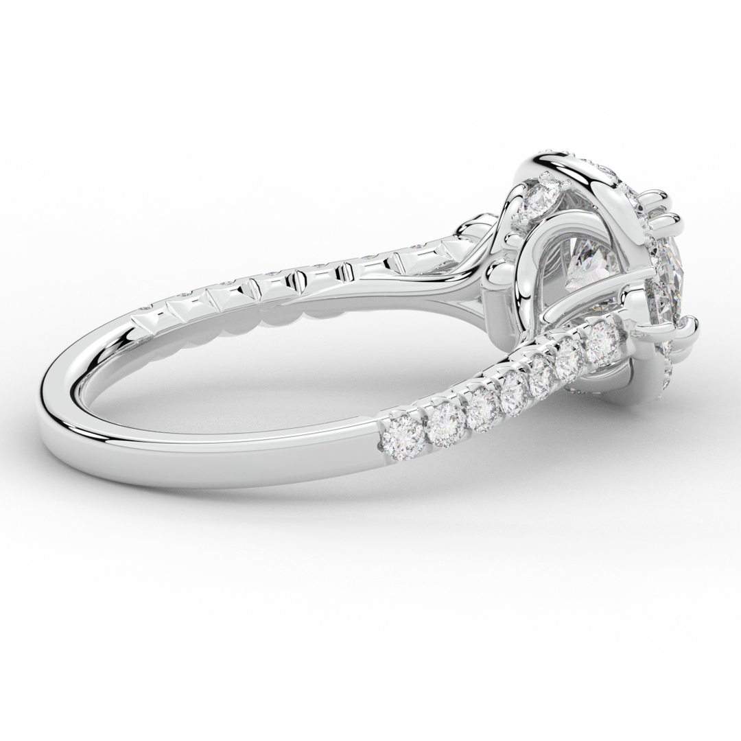 1.75CT.TW ROUND LAB DIAMOND HALO ENGAGEMENT RING