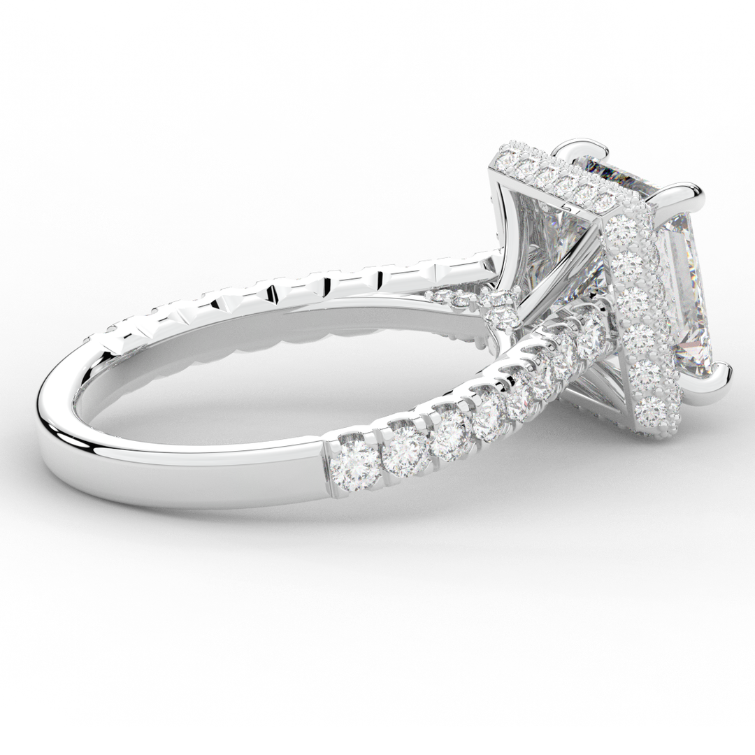 3.90CT.TW PRINCESS LAB DIAMOND HALO ENGAGEMENT RING