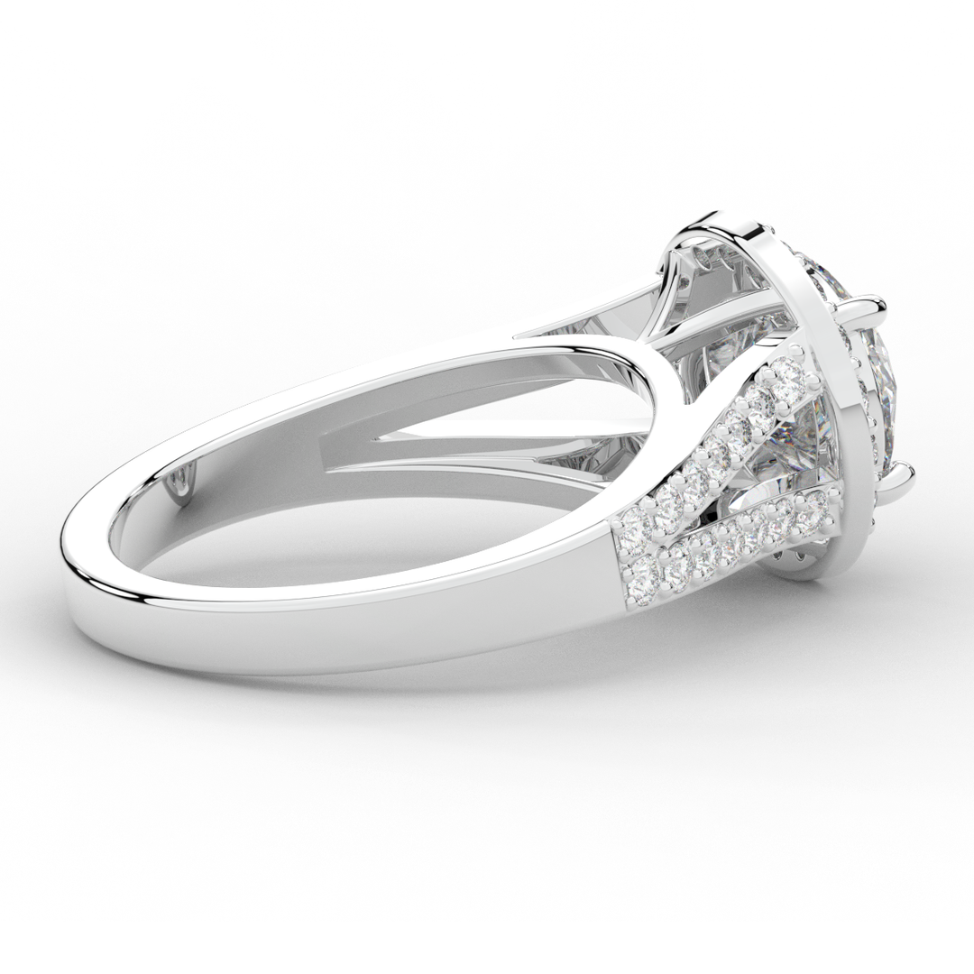 2.50CT.TW ROUND LAB DIAMOND SPLIT SHANK HALO ENGAGEMENT RING - Nazarelle