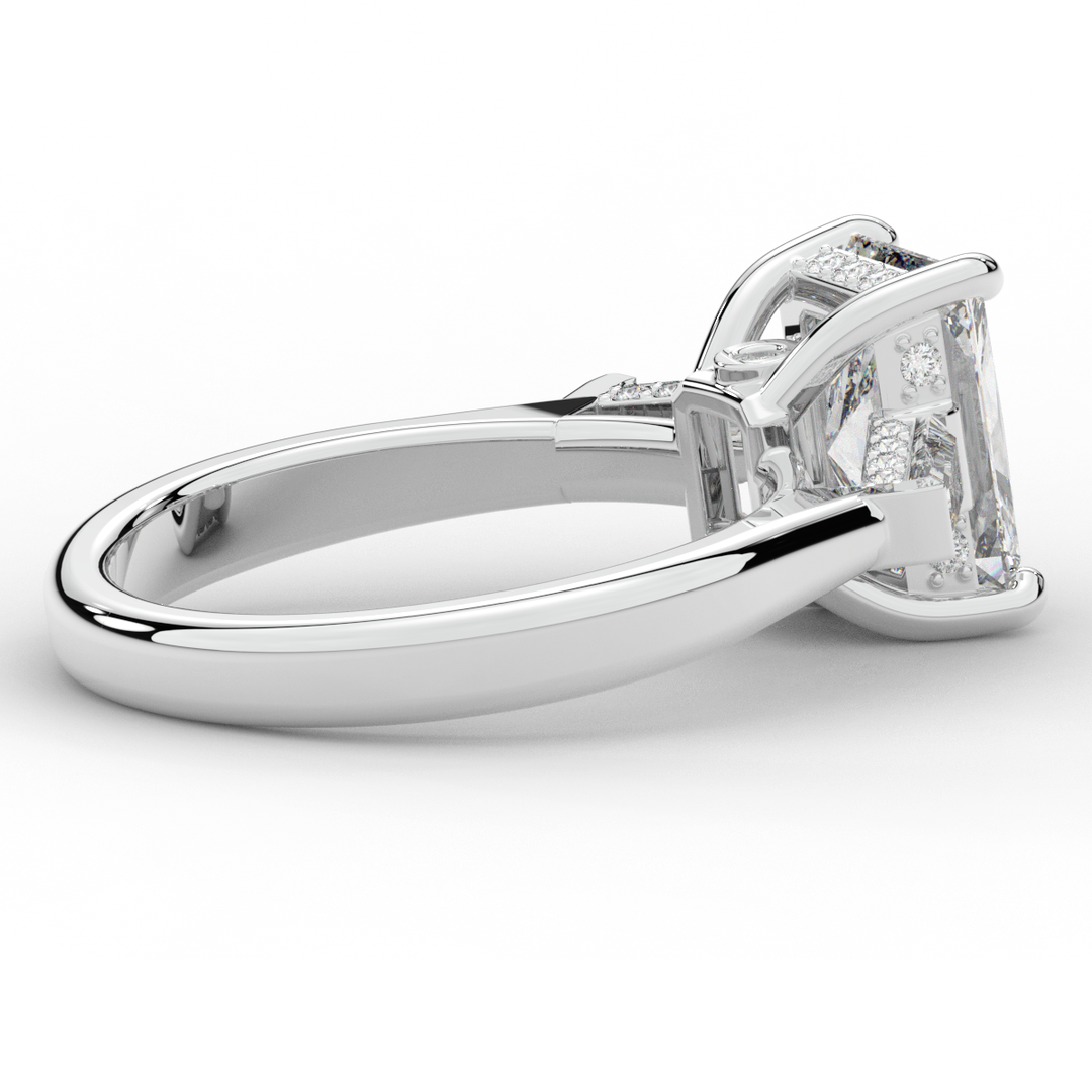 3.45CT.TW RADIANT LAB DIAMOND 3 STONE ENGAGEMENT RING