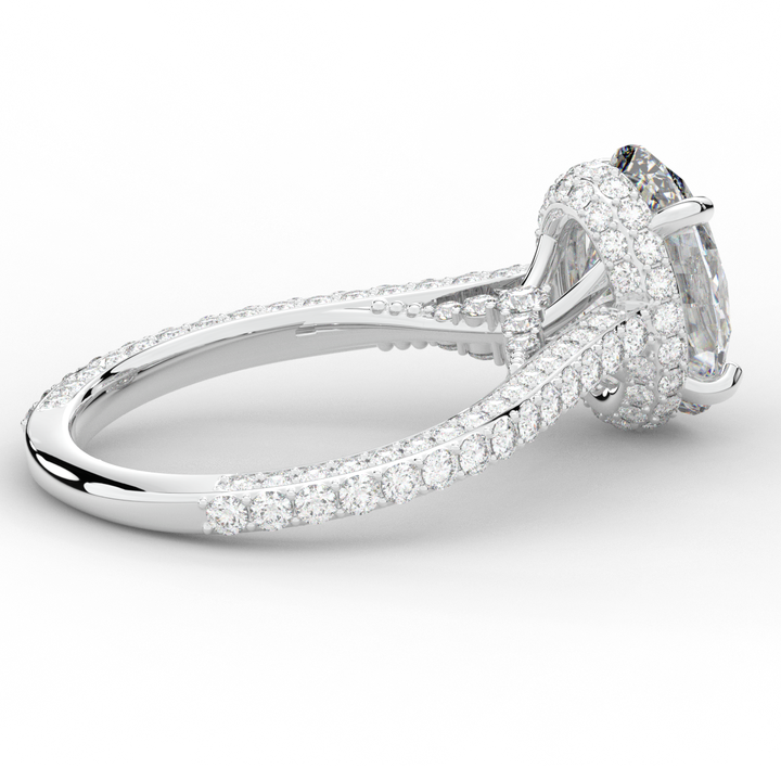 4.00CT.TW OVAL LAB DIAMOND UNDERHALO SOLITAIRE ENGAGEMENT RING