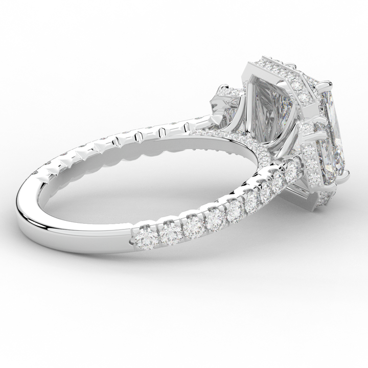 3.20CT.TW RADIANT LAB DIAMOND 3 STONE ENGAGEMENT RING