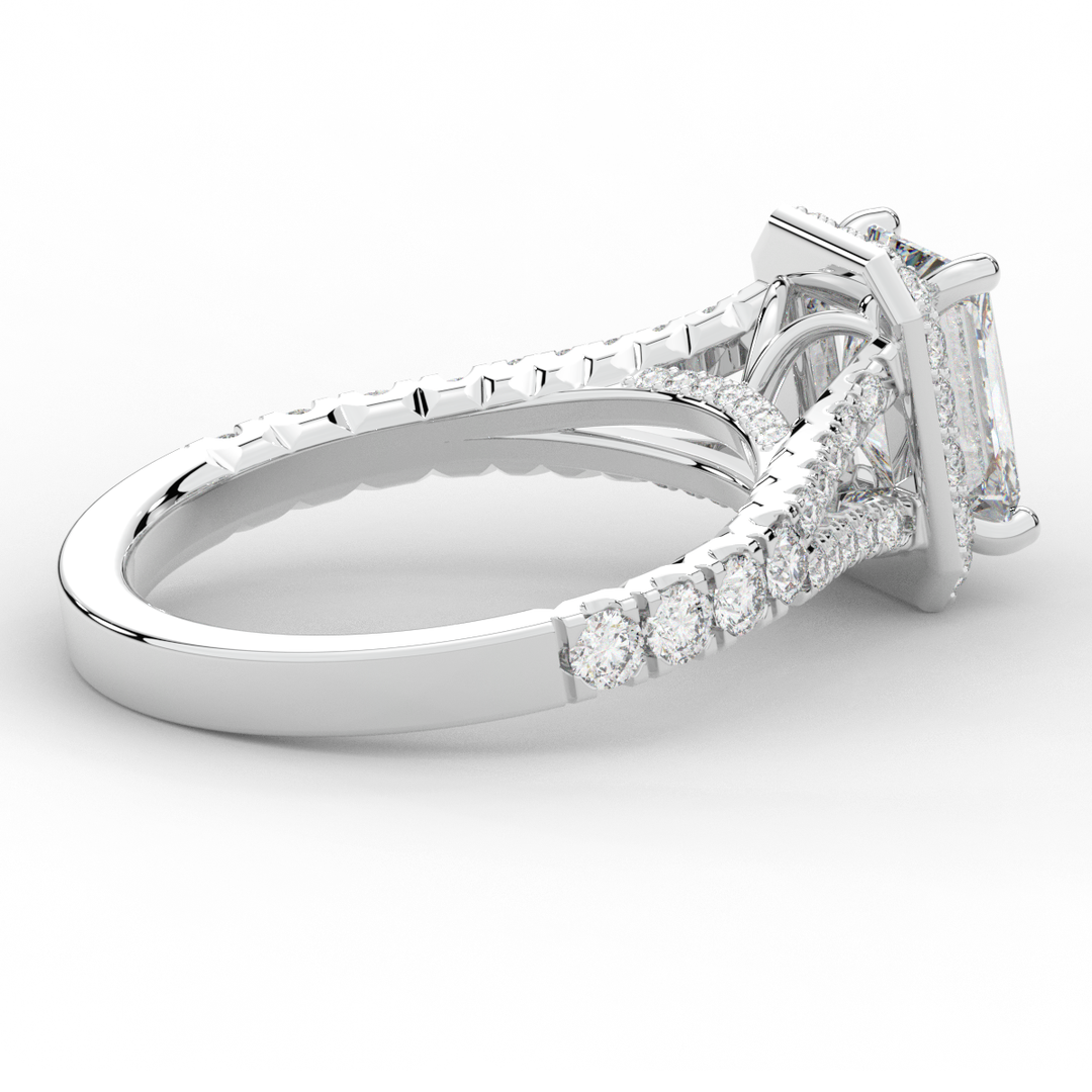 2.60CT.TW RADIANT LAB DIAMOND SPLIT SHANK HALO ENGAGEMENT RING