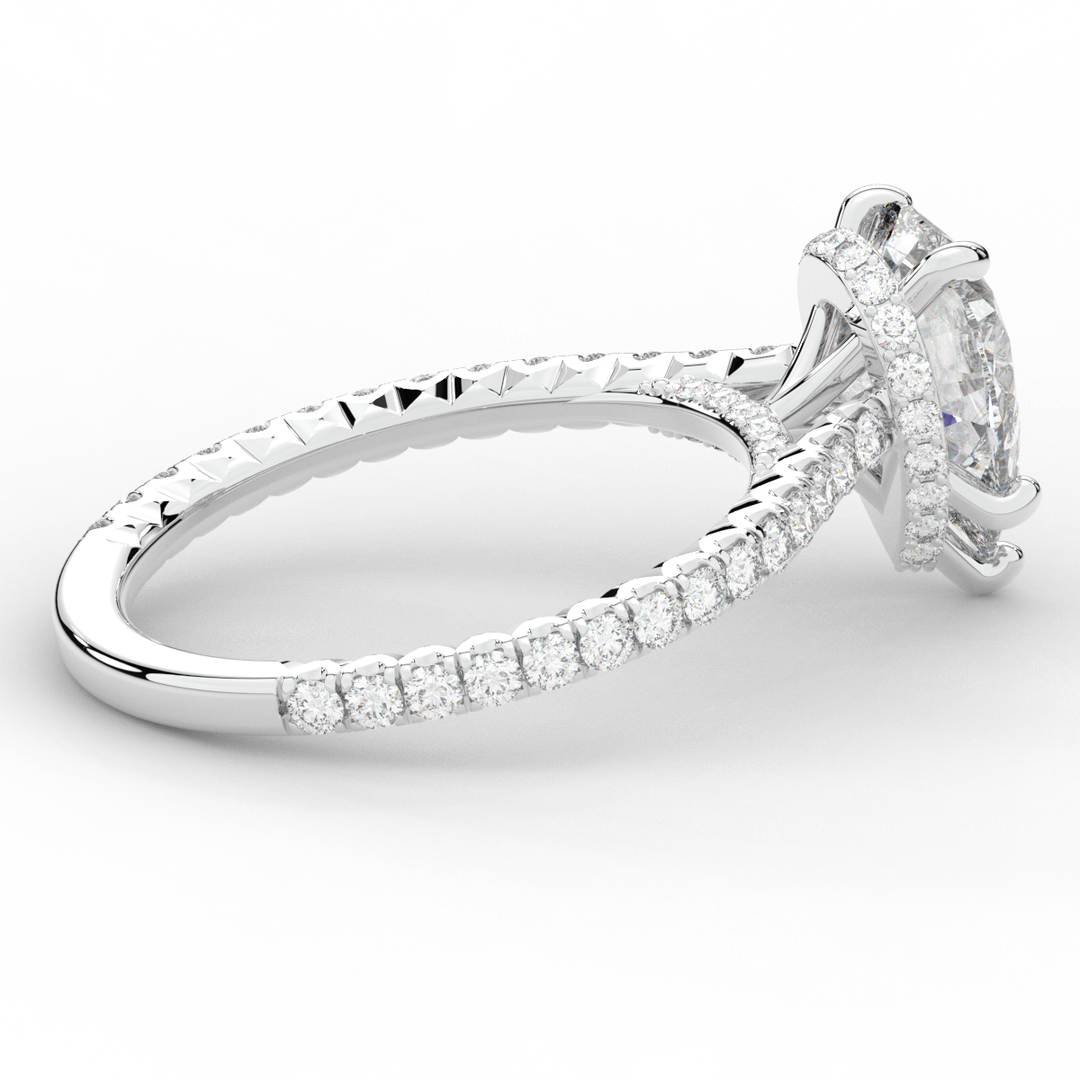 2.50CT.TW PEAR LAB DIAMOND UNDERHALO SOLITAIRE ENGAGEMENT RING