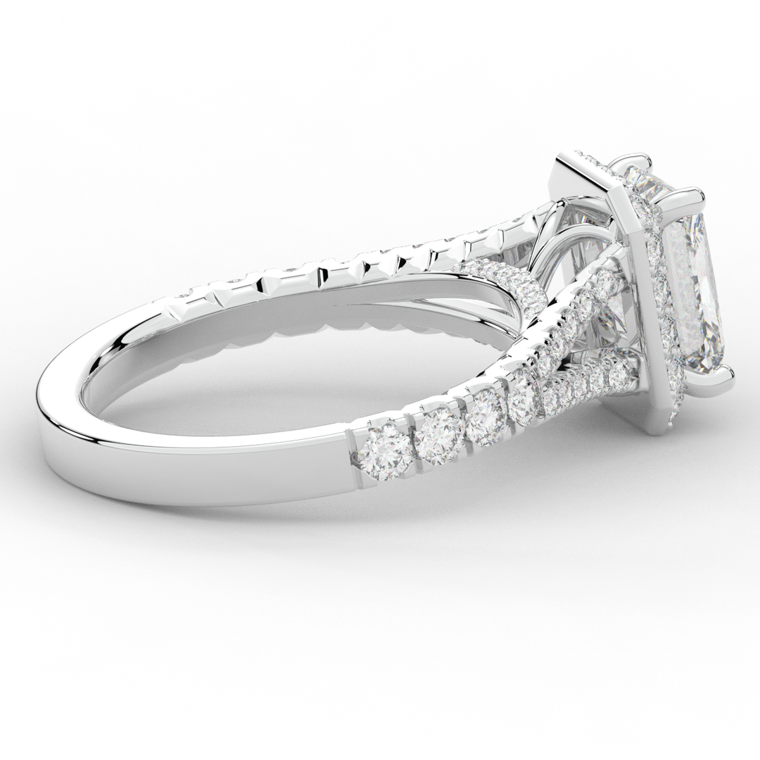 2.60CT.TW RADIANT LAB DIAMOND SPLIT SHANK HALO ENGAGEMENT RING