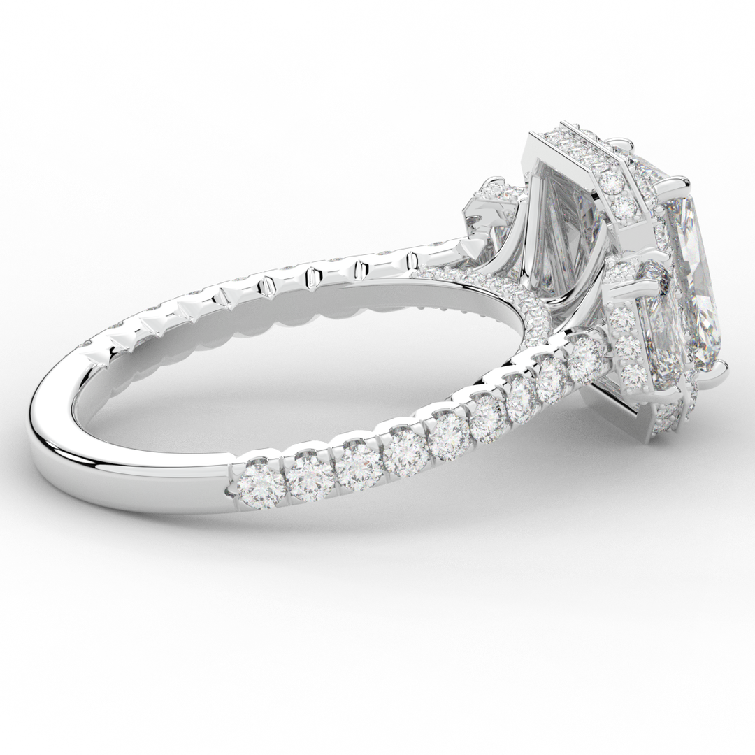 3.20CT.TW RADIANT LAB DIAMOND 3 STONE ENGAGEMENT RING