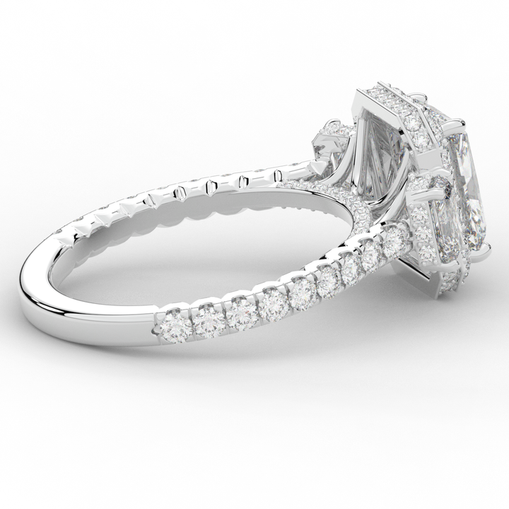 3.20CT.TW RADIANT LAB DIAMOND 3 STONE ENGAGEMENT RING