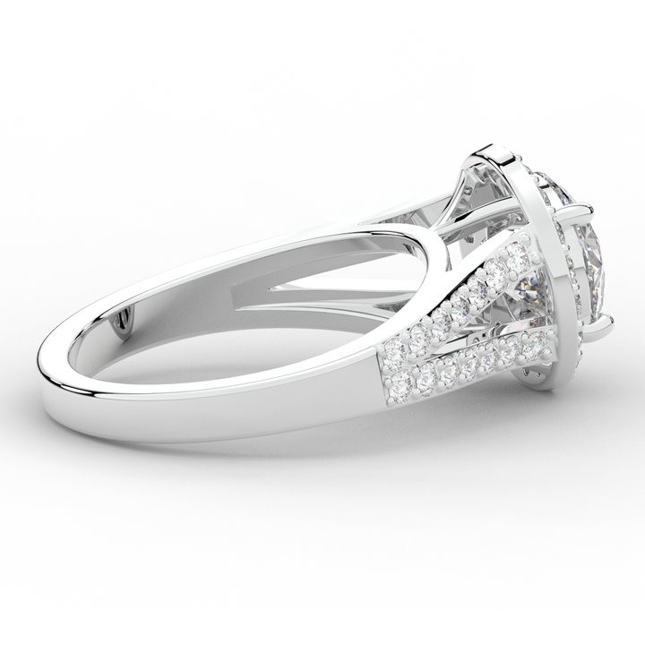 2.50CT.TW ROUND LAB DIAMOND SPLIT SHANK HALO ENGAGEMENT RING - Nazarelle