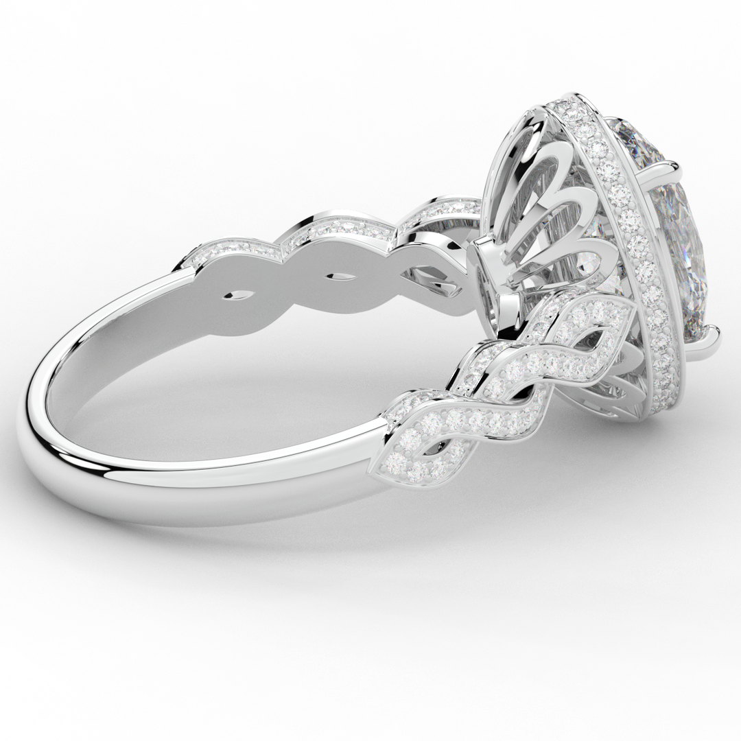 3.10CT.TW OVAL LAB DIAMOND HALO ENGAGEMENT RING