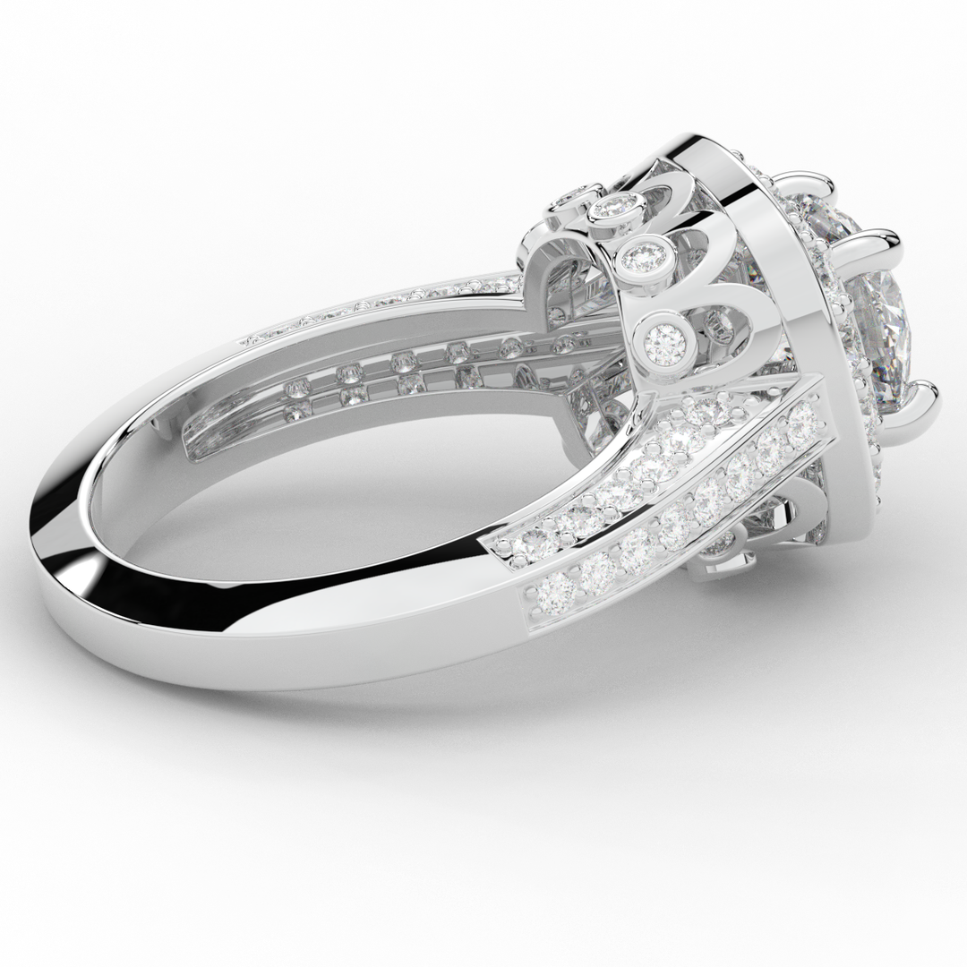 1.50CT.TW ROUND LAB DIAMOND HALO ENGAGEMENT RING