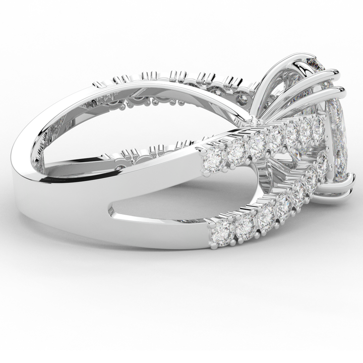 3.75CT.TW CUSHION LAB DIAMOND SPLIT BAND ENGAGEMENT RING