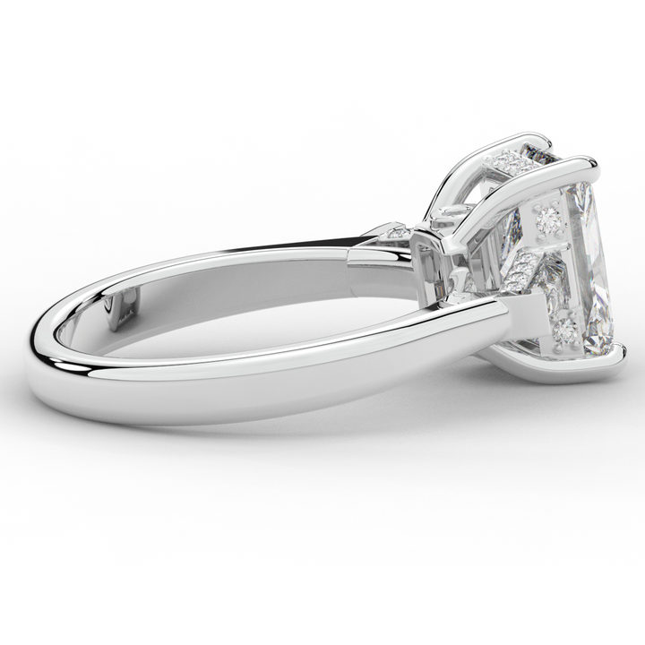 3.45CT.TW RADIANT LAB DIAMOND 3 STONE ENGAGEMENT RING