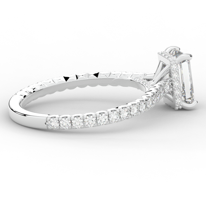 2.10CT.TW EMERALD CUT LAB DIAMOND UNDERHALO SOLITAIRE ENGAGEMENT RING